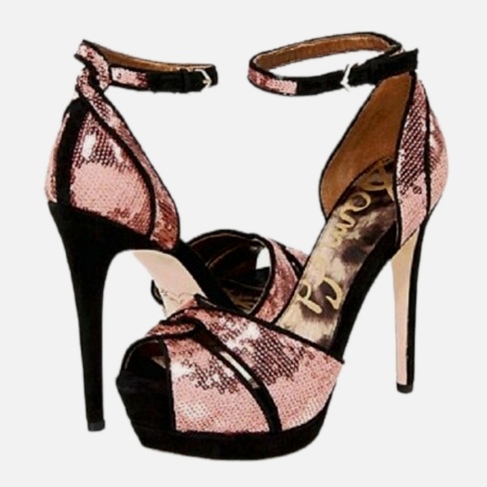 🔥 Sam Edelman 🔥 NWOT Pink Paisley Sequins Heels